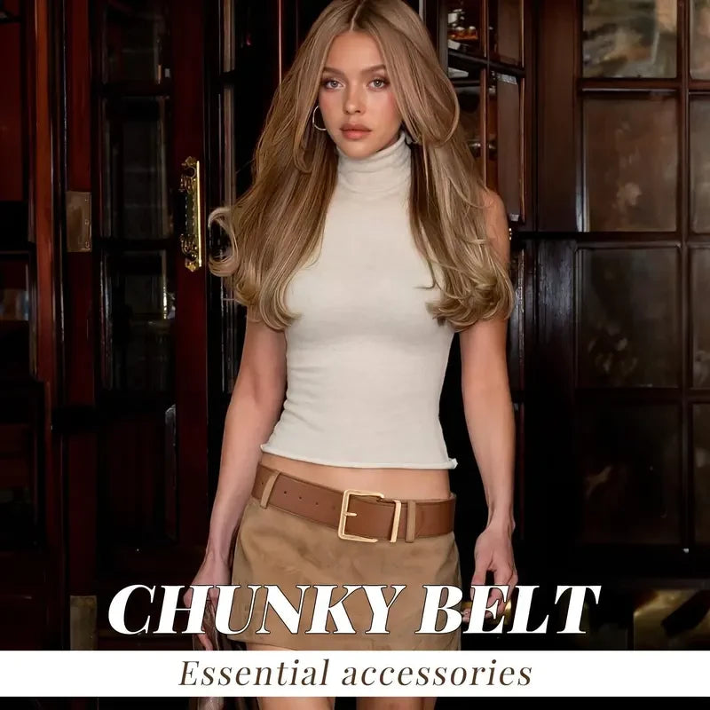 Wide Suede Waist Belt